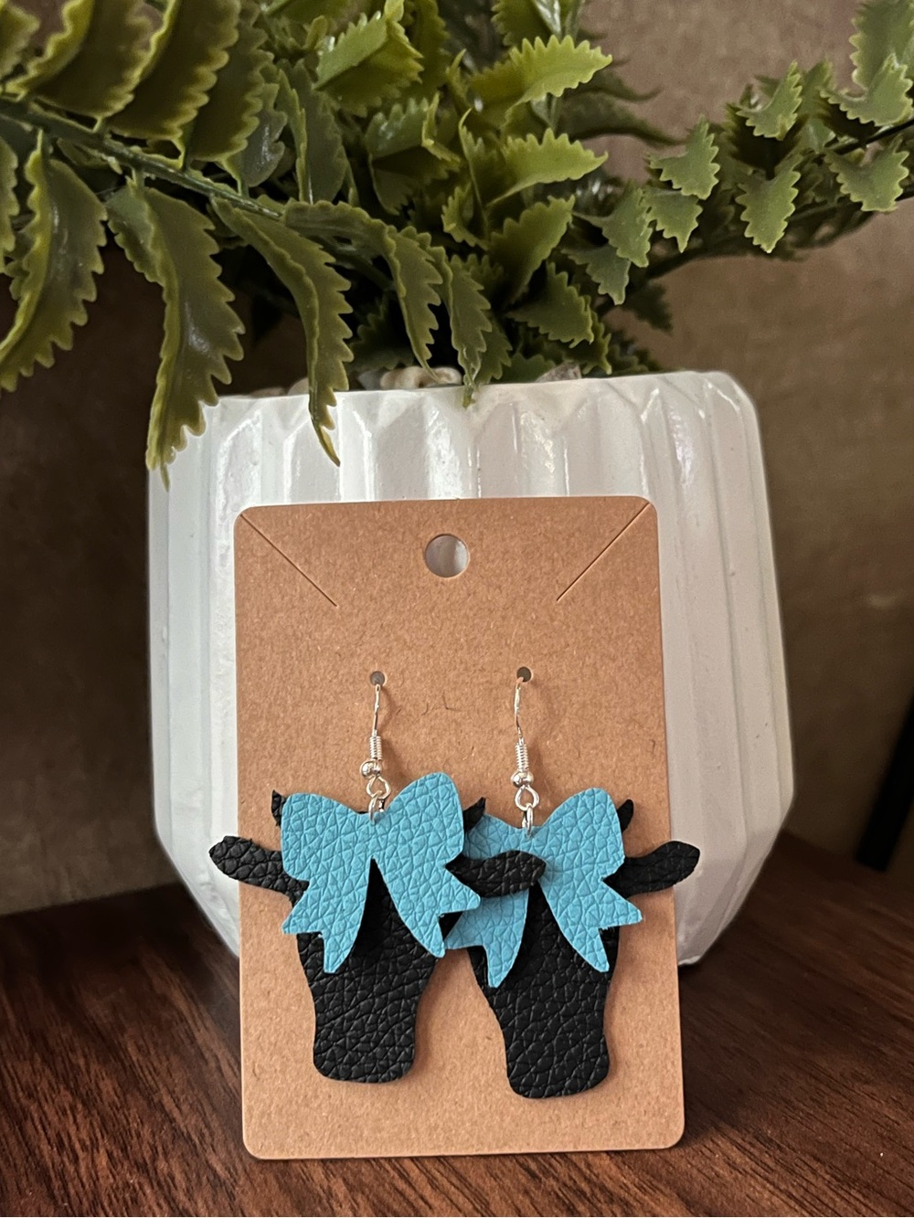 Handmade Leather Cow Earrings